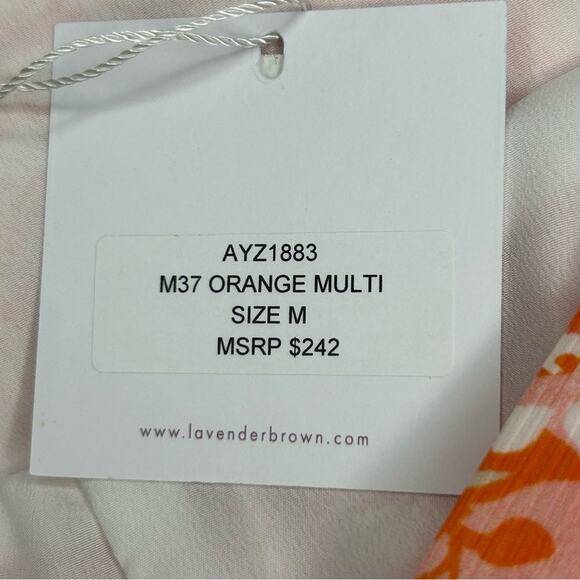 Lavender Brown Orange Multi Print Flutter Sleeve Maxi Dress Medium NWT - Picture 13 of 15